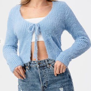 Tie Front Fuzzy Sweater